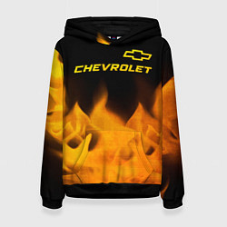 Толстовка-худи женская Chevrolet - gold gradient: символ сверху, цвет: 3D-черный