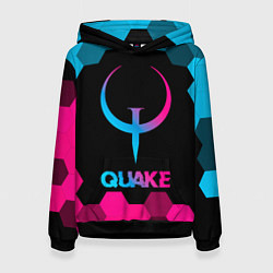 Толстовка-худи женская Quake - neon gradient, цвет: 3D-черный