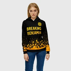 Толстовка-худи женская Breaking Benjamin - gold gradient: символ сверху, цвет: 3D-черный — фото 2
