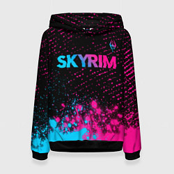 Женская толстовка Skyrim - neon gradient: символ сверху