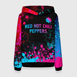 Толстовка-худи женская Red Hot Chili Peppers - neon gradient: символ свер, цвет: 3D-черный