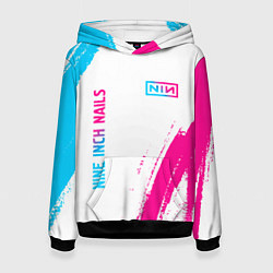 Женская толстовка Nine Inch Nails neon gradient style: надпись, симв