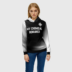 Толстовка-худи женская My Chemical Romance glitch на темном фоне: символ, цвет: 3D-черный — фото 2