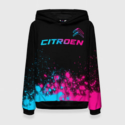 Толстовка-худи женская Citroen - neon gradient: символ сверху, цвет: 3D-черный