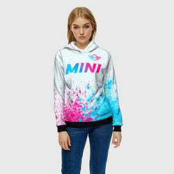 Толстовка-худи женская Mini neon gradient style: символ сверху, цвет: 3D-черный — фото 2