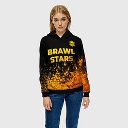 Толстовка-худи женская Brawl Stars - gold gradient: символ сверху, цвет: 3D-черный — фото 2