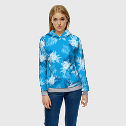 Толстовка-худи женская Синие цветы - Vice city - new ver, цвет: 3D-меланж — фото 2