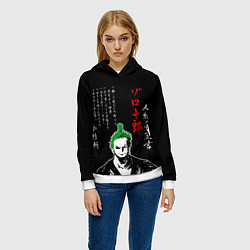 Толстовка-худи женская Ророноа Зоро самурай, цвет: 3D-белый — фото 2