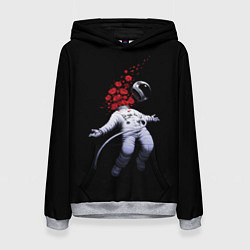 Толстовка-худи женская Скафандр и розы, цвет: 3D-меланж