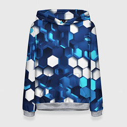 Женская толстовка Cyber hexagon Blue