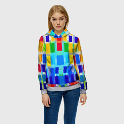 Толстовка-худи женская Colorful strips - pop art - vogue, цвет: 3D-меланж — фото 2