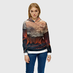 Толстовка-худи женская Разлом земли и лавовой поверхности, цвет: 3D-белый — фото 2