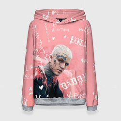 Толстовка-худи женская Lil Peep тату розовый, цвет: 3D-меланж