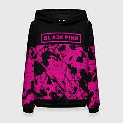 Толстовка-худи женская Black pink - emblem - pattern - music, цвет: 3D-черный