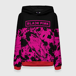 Толстовка-худи женская Black pink - emblem - pattern - music, цвет: 3D-красный