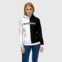 Толстовка-худи женская Black white, цвет: 3D-белый — фото 2