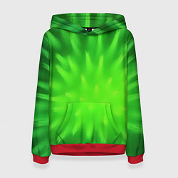 Толстовка-худи женская Зеленый взрыв, цвет: 3D-красный