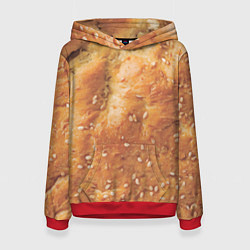Толстовка-худи женская Хлеб с кунжутом, цвет: 3D-красный