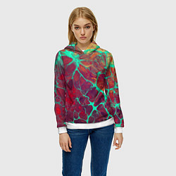 Толстовка-худи женская Нейронные соединения абстракция, цвет: 3D-белый — фото 2