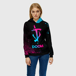 Толстовка-худи женская Doom - neon gradient, цвет: 3D-черный — фото 2