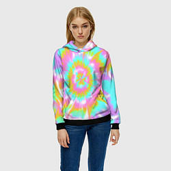 Толстовка-худи женская Tie-Dye кислотный в стиле барби, цвет: 3D-черный — фото 2