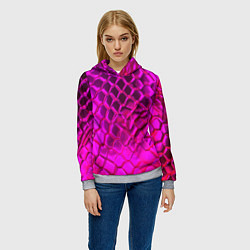Толстовка-худи женская Объемные розовые соты, цвет: 3D-меланж — фото 2