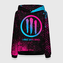 Толстовка-худи женская Three Days Grace - neon gradient, цвет: 3D-черный