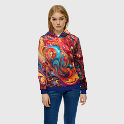 Толстовка-худи женская Новая гжель, цвет: 3D-синий — фото 2