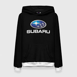 Толстовка-худи женская Subaru sport auto car, цвет: 3D-белый