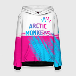 Толстовка-худи женская Arctic Monkeys neon gradient style: символ сверху, цвет: 3D-черный