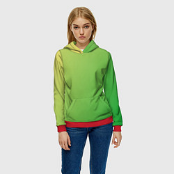 Толстовка-худи женская Градиент - зеленый лайм, цвет: 3D-красный — фото 2