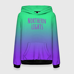 Толстовка-худи женская Northern lights gradient, цвет: 3D-черный