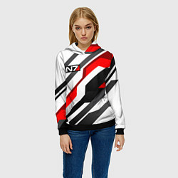 Толстовка-худи женская Mass effect - white uniform n7, цвет: 3D-черный — фото 2