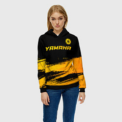 Толстовка-худи женская Yamaha - gold gradient: символ сверху, цвет: 3D-черный — фото 2