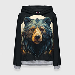 Толстовка-худи женская Арт осенний медведь, цвет: 3D-меланж