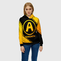 Толстовка-худи женская Aerosmith - gold gradient, цвет: 3D-черный — фото 2