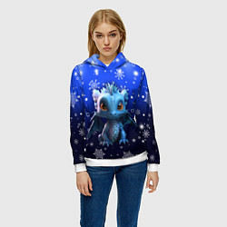 Толстовка-худи женская Малыш дракон, цвет: 3D-белый — фото 2