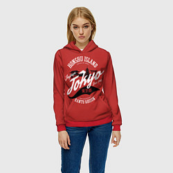 Толстовка-худи женская Токио - Япония, цвет: 3D-красный — фото 2