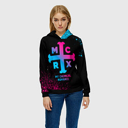 Толстовка-худи женская My Chemical Romance - neon gradient, цвет: 3D-черный — фото 2