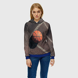 Толстовка-худи женская Мяч баскетбольный, цвет: 3D-синий — фото 2