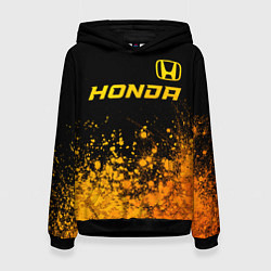 Толстовка-худи женская Honda - gold gradient посередине, цвет: 3D-черный