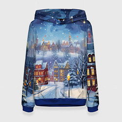 Толстовка-худи женская New year city, цвет: 3D-синий