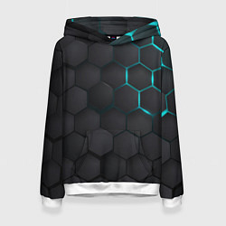 Толстовка-худи женская Чёрный фон соты, цвет: 3D-белый