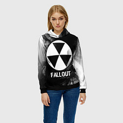 Толстовка-худи женская Fallout glitch на темном фоне, цвет: 3D-черный — фото 2