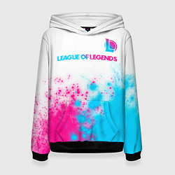 Толстовка-худи женская League of Legends neon gradient style посередине, цвет: 3D-черный