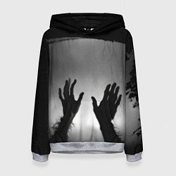 Толстовка-худи женская Руки зомби в ночном тумане, цвет: 3D-меланж