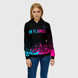 Толстовка-худи женская In Flames - neon gradient посередине, цвет: 3D-черный — фото 2