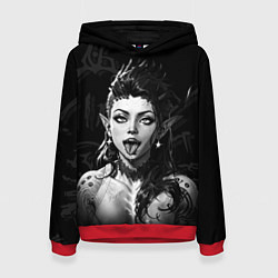 Толстовка-худи женская Карлах ахегао - Baldurs gate 3, цвет: 3D-красный