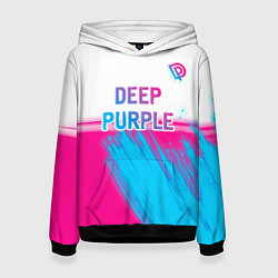 Толстовка-худи женская Deep Purple neon gradient style посередине, цвет: 3D-черный