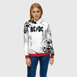 Толстовка-худи женская ACDC rock collection краски черепа, цвет: 3D-красный — фото 2
